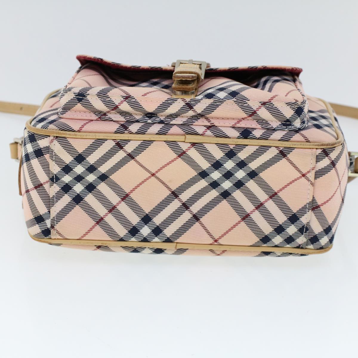 BURBERRY Nova Check Blue Label Shoulder Bag Nylon Leather Beige Auth ti1216