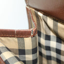 Burberrys Hand Bag Canvas Leather Brown Beige Auth ti1227-11