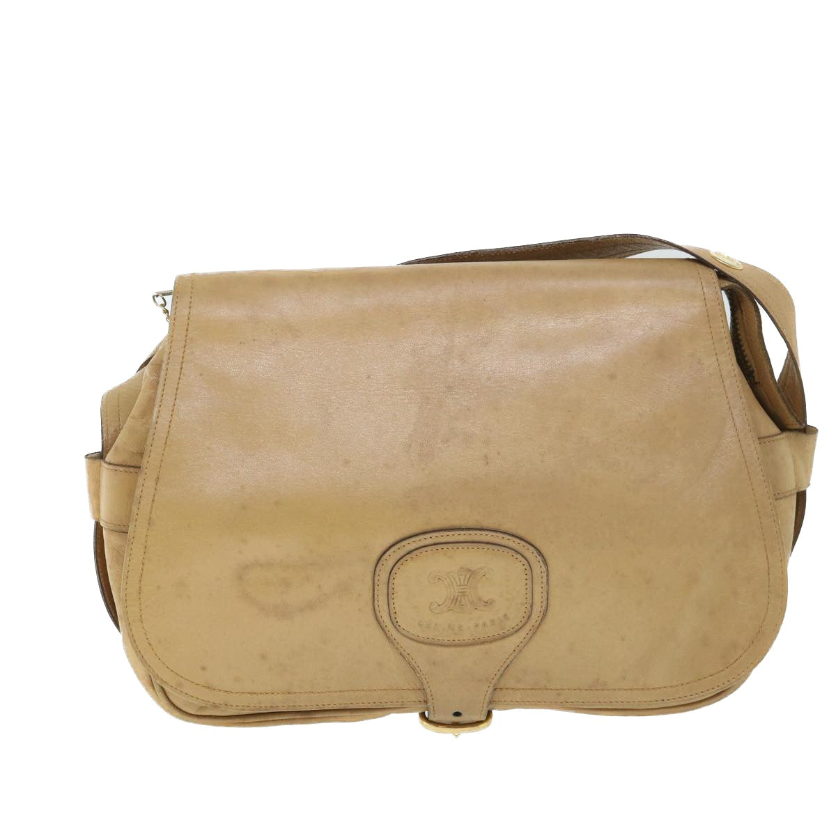 CELINE Shoulder Bag Beige Auth ti1236