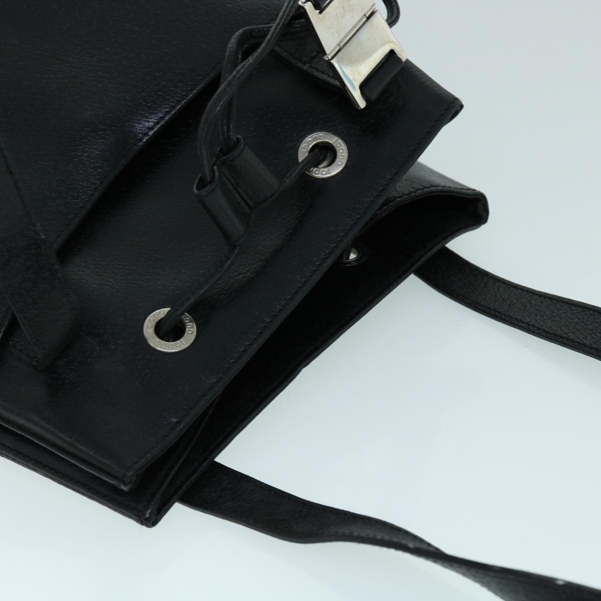 GUCCI Shoulder Bag Leather Black Auth ti1242