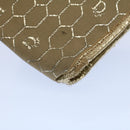 Christian Dior Honeycomb Canvas Chain Shoulder Bag Beige Auth ti1244-15