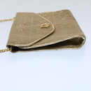 Christian Dior Honeycomb Canvas Chain Shoulder Bag Beige Auth ti1244-3