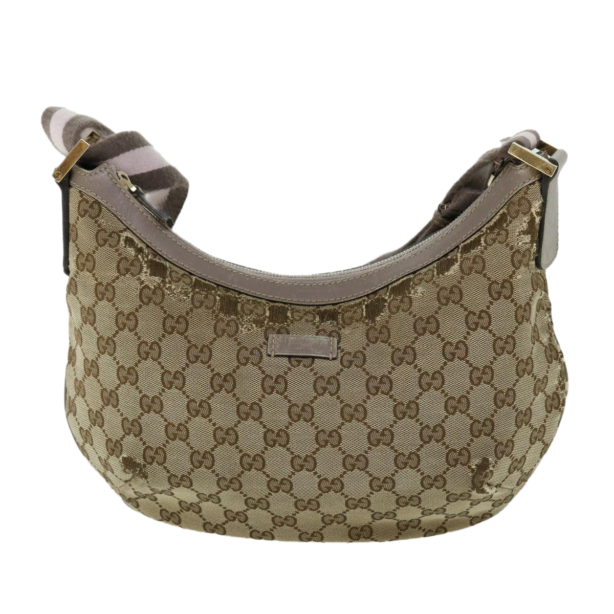 GUCCI GG Canvas Sherry Line Shoulder Bag Beige Gray pink 181092 Auth ti1245