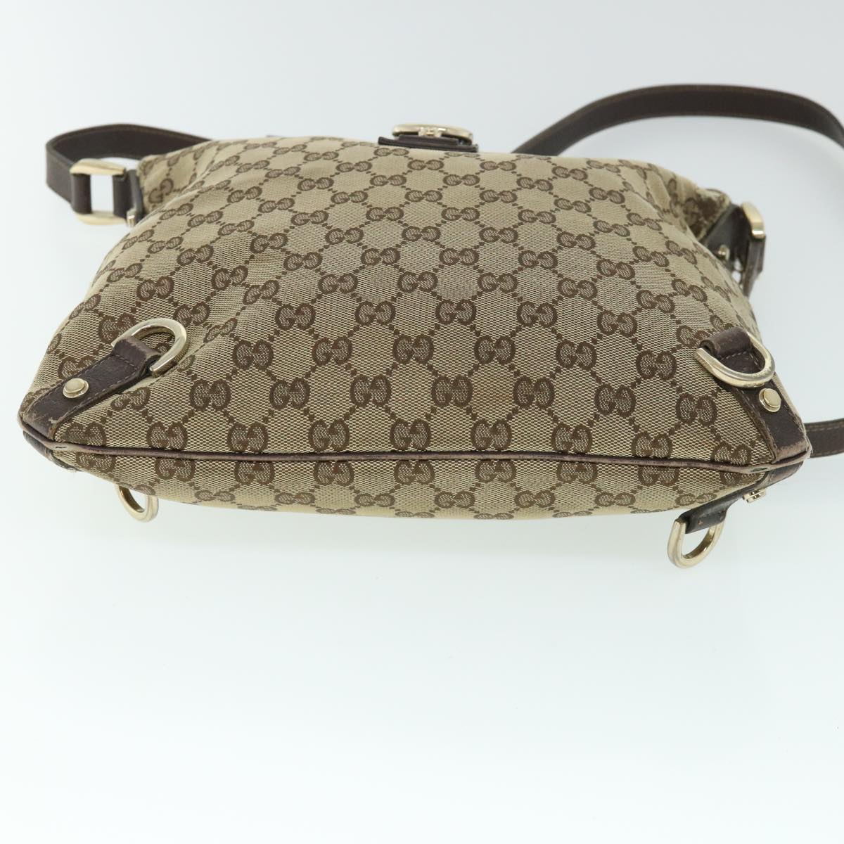 GUCCI GG Canvas Shoulder Bag Leather Beige Brown 2684 Auth ti1247