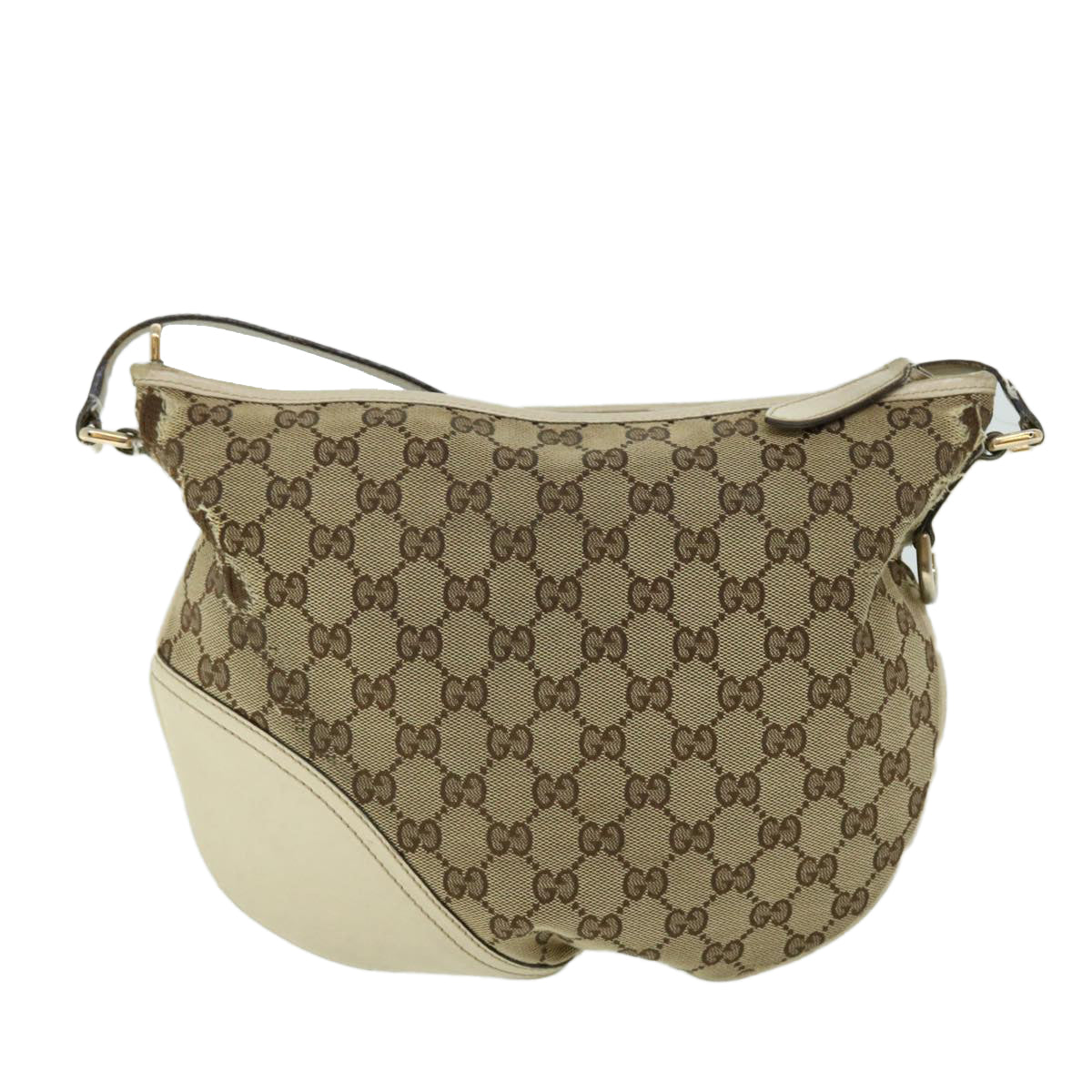 GUCCI GG Canvas Shoulder Bag Leather Beige 169998 Auth ti1248 - 0