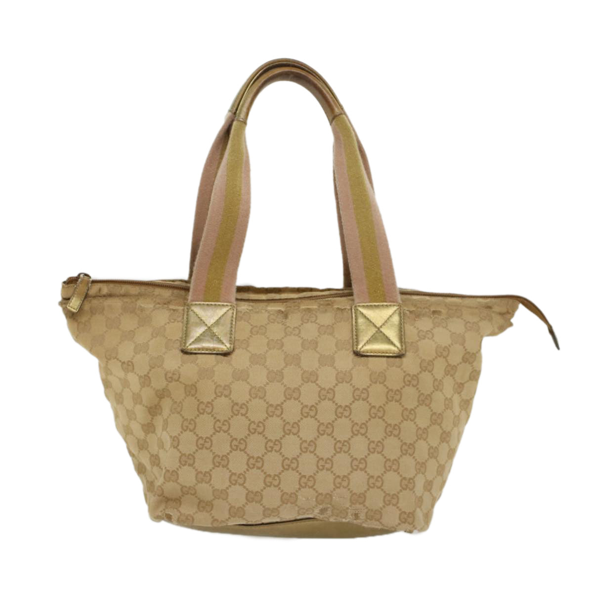 GUCCI GG Canvas Sherry Line Tote Bag Beige Pink 131230 Auth ti1249 - 0