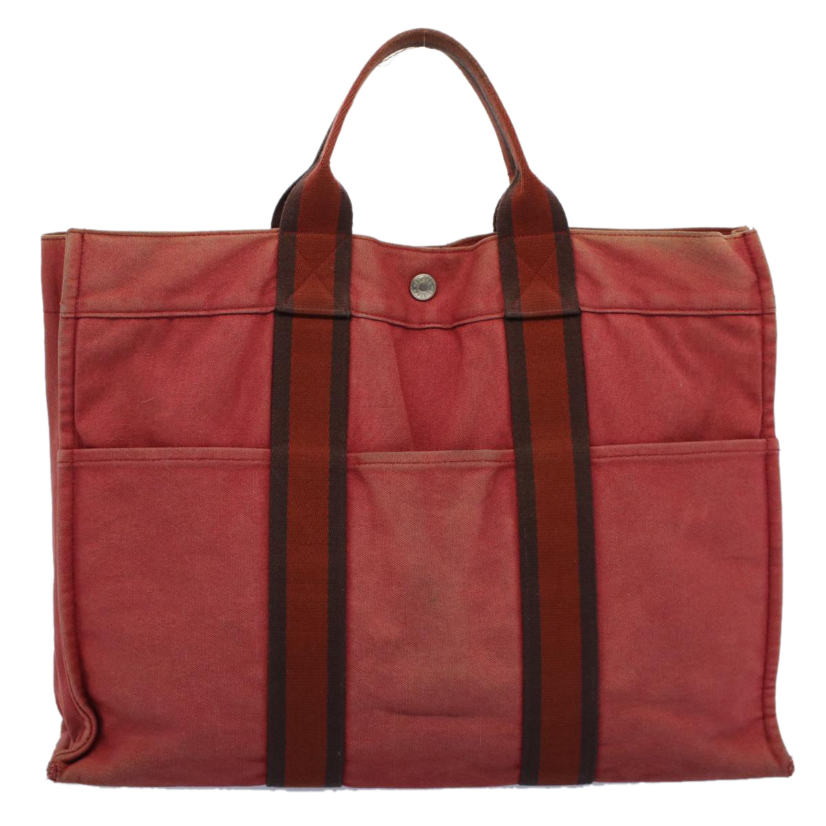 HERMES Fourre Tout MM Tote Bag Canvas Red Auth ti1252