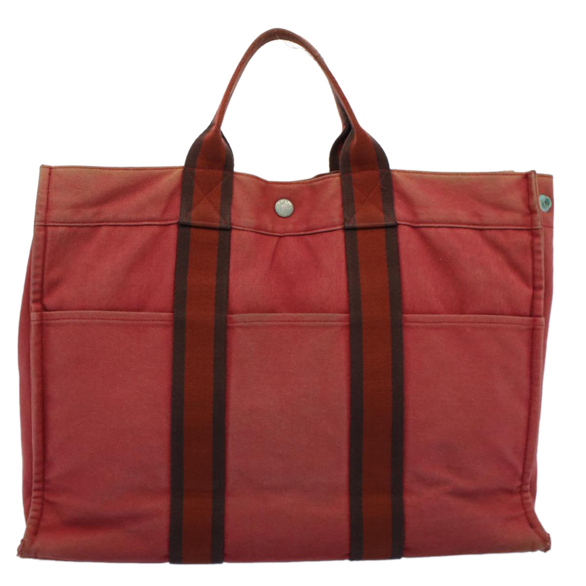 HERMES Fourre Tout MM Tote Bag Canvas Red Auth ti1252 - 0