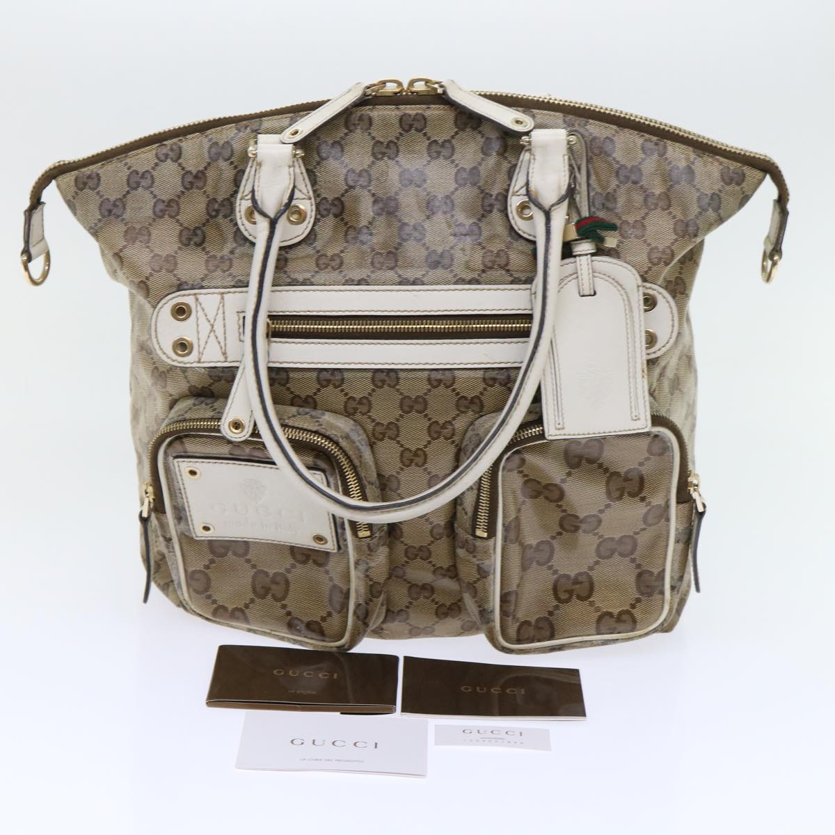 GUCCI GG Crystal Web Sherry Line Shoulder Bag Brown Red Green Auth ti1254