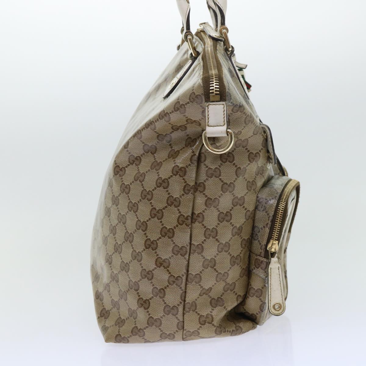 GUCCI GG Crystal Web Sherry Line Shoulder Bag Brown Red Green Auth ti1254