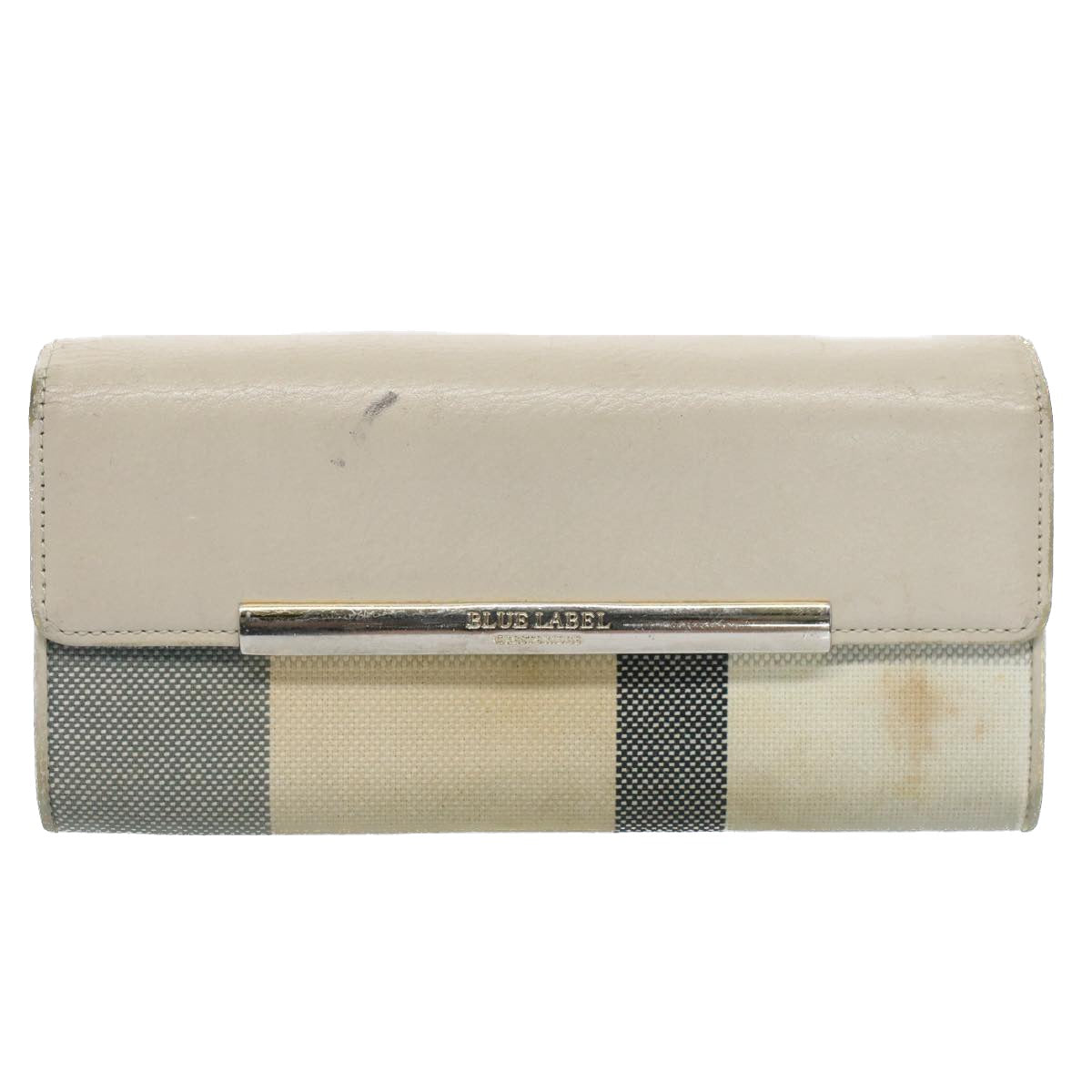 BURBERRY Burberrys Nova Check Wallet Leather Canvas 6Set Beige Black Auth ti1255 - 0