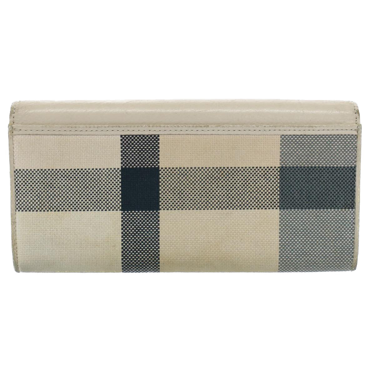 BURBERRY Burberrys Nova Check Wallet Leather Canvas 6Set Beige Black Auth ti1255