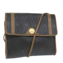 Christian Dior Honeycomb Canvas Shoulder Bag PVC Leather Black Auth ti1257-1