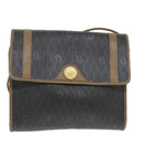 Christian Dior Honeycomb Canvas Shoulder Bag PVC Leather Black Auth ti1257-13