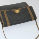 Christian Dior Honeycomb Canvas Shoulder Bag PVC Leather Black Auth ti1257-6
