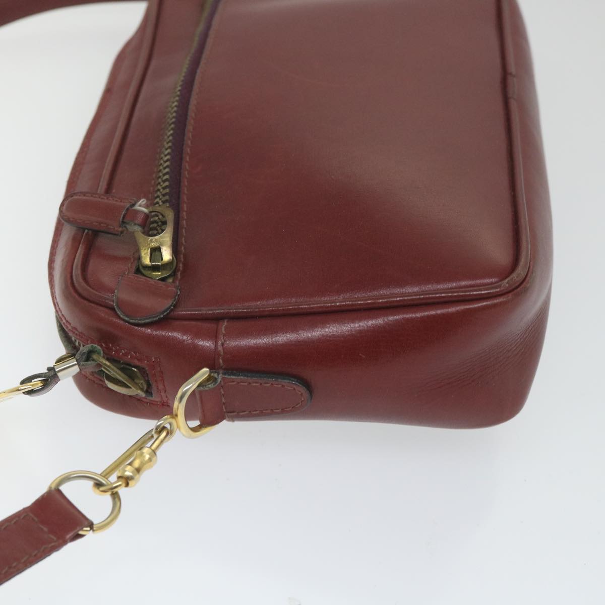 GUCCI Shoulder Bag Leather Red Auth ti1270