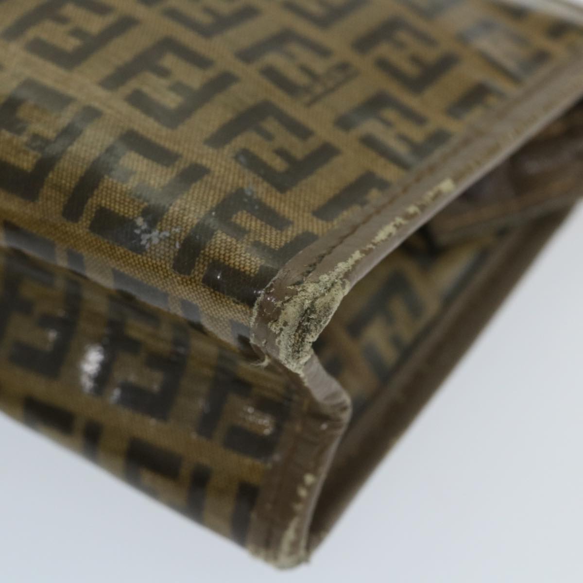 FENDI Zucchino Canvas Clutch Bag Coated Canvas Brown Auth ti1272