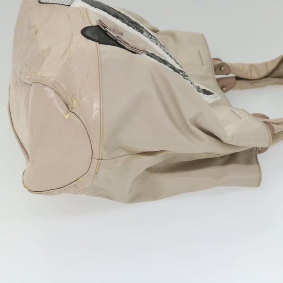 Salvatore Ferragamo Shoulder Bag Nylon patent leather Beige Auth ti1318