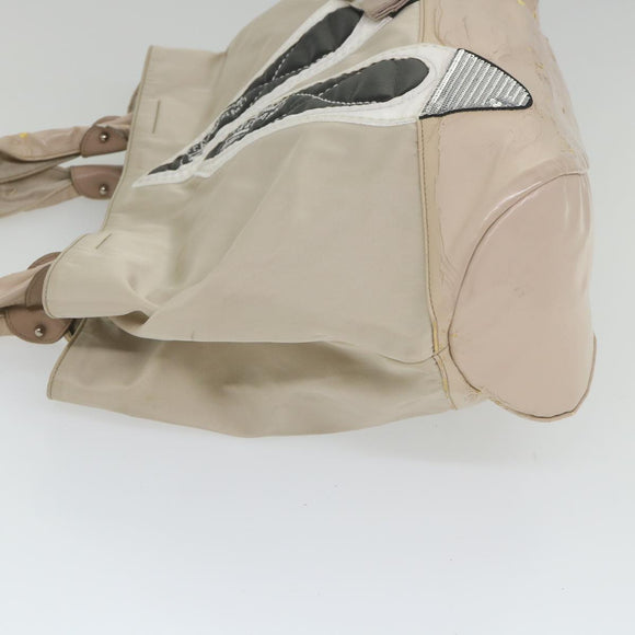 Salvatore Ferragamo Shoulder Bag Nylon patent leather Beige Auth ti1318