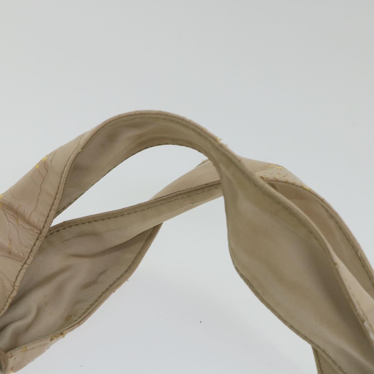 Salvatore Ferragamo Shoulder Bag Nylon patent leather Beige Auth ti1318