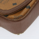 MCM Vicetos Logogram Chain Shoulder Bag Leather Brown Auth ti1320-12