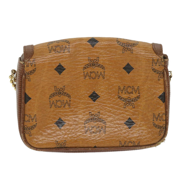 MCM Vicetos Logogram Chain Shoulder Bag Leather Brown Auth ti1320