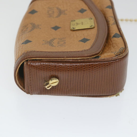 MCM Vicetos Logogram Chain Shoulder Bag Leather Brown Auth ti1320