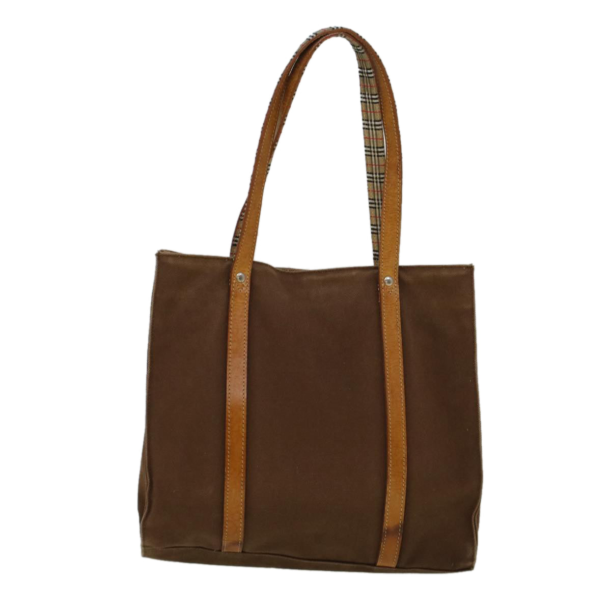 Burberrys Blue Label Tote Bag Canvas Leather Brown Auth ti1321 - 0