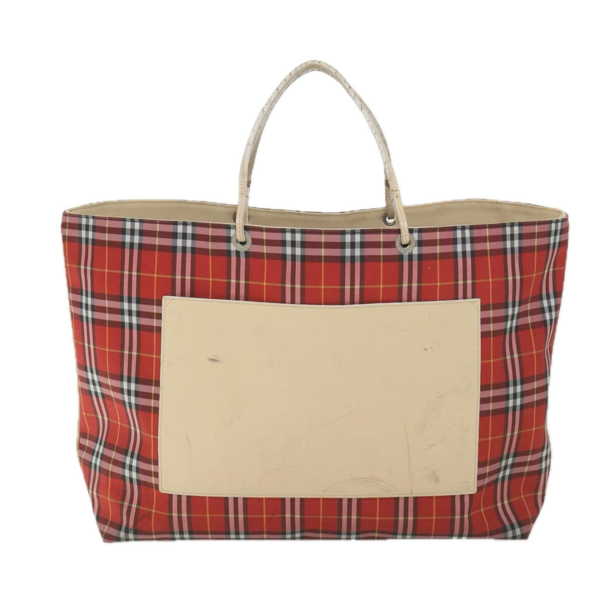 BURBERRY Nova Check Tote Bag Nylon Red Auth ti1332