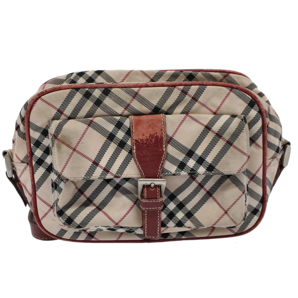 BURBERRY Nova Check Shoulder Bag Nylon Red Auth ti1335