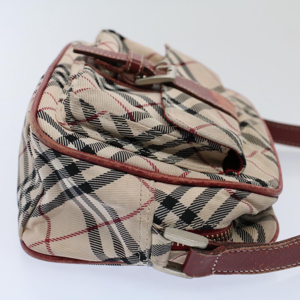 BURBERRY Nova Check Shoulder Bag Nylon Red Auth ti1335