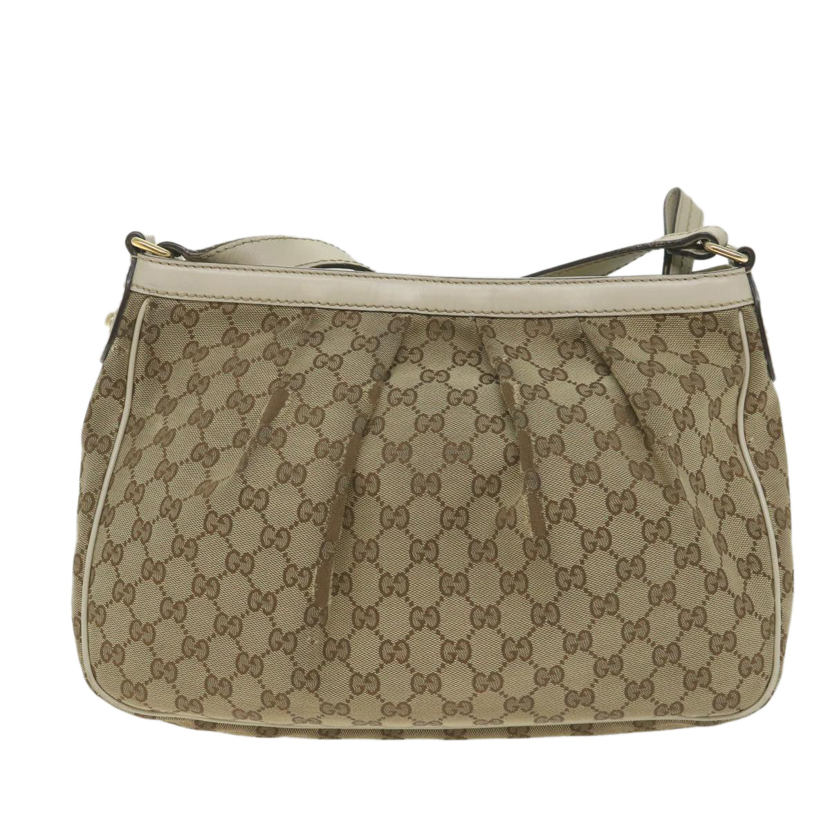 GUCCI GG Canvas Shoulder Bag Beige 296834 Auth ti1339 - 0