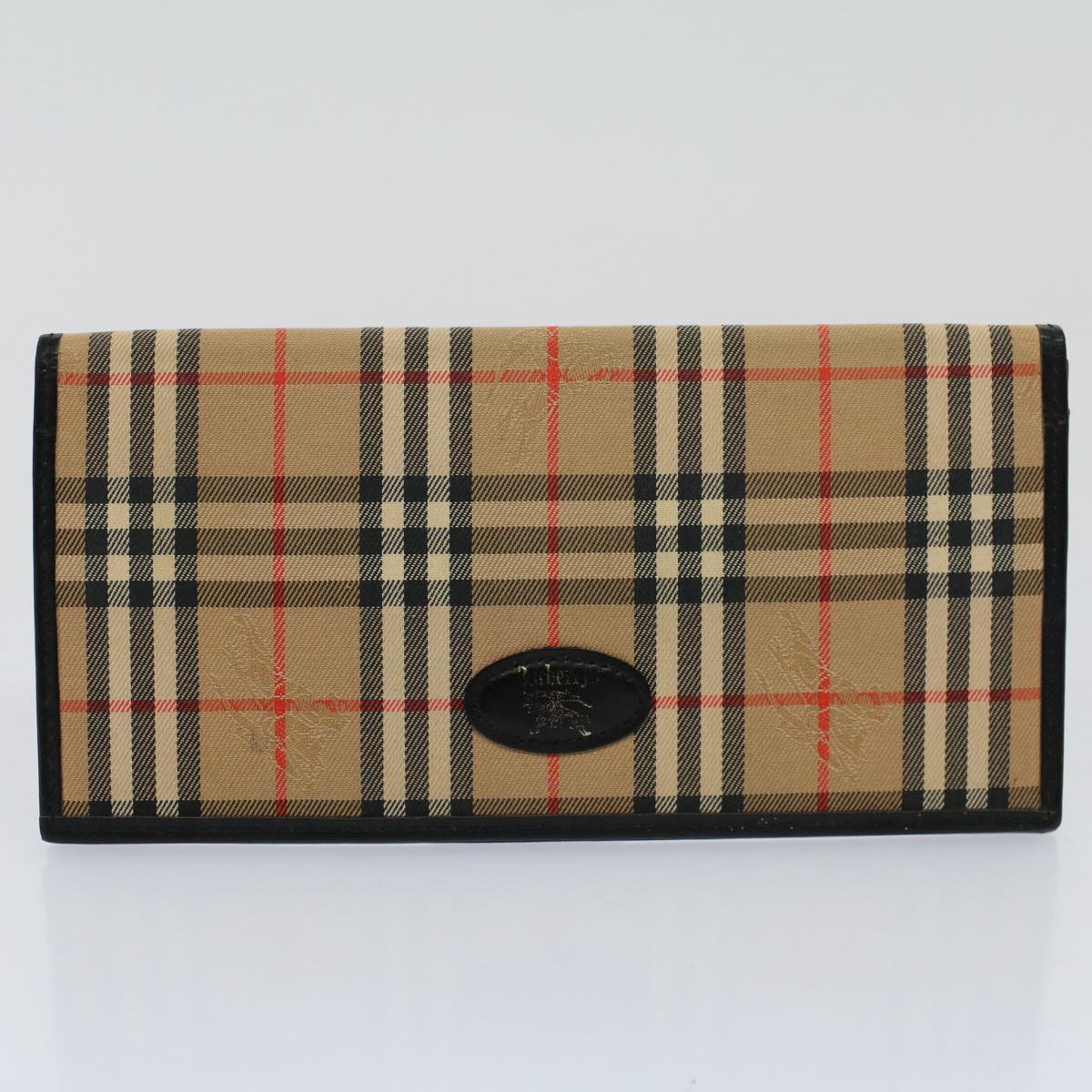 BURBERRY Nova Check Wallet Leather nylon 8Set Beige Red Auth ti1344