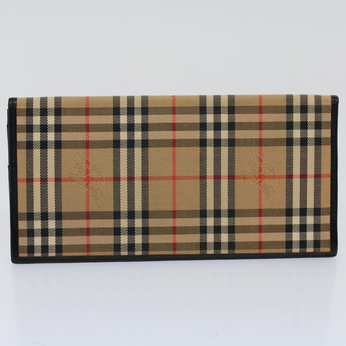 BURBERRY Nova Check Wallet Leather nylon 8Set Beige Red Auth ti1344