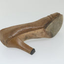 GUCCI Guccissima GG Canvas High Heels Leather 37 C Brown Auth ti1349-14