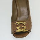 GUCCI Guccissima GG Canvas High Heels Leather 37 C Brown Auth ti1349-4