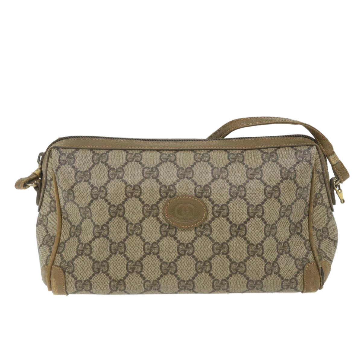 GUCCI GG Supreme Shoulder Bag PVC Leather Beige Auth ti1354 - 0