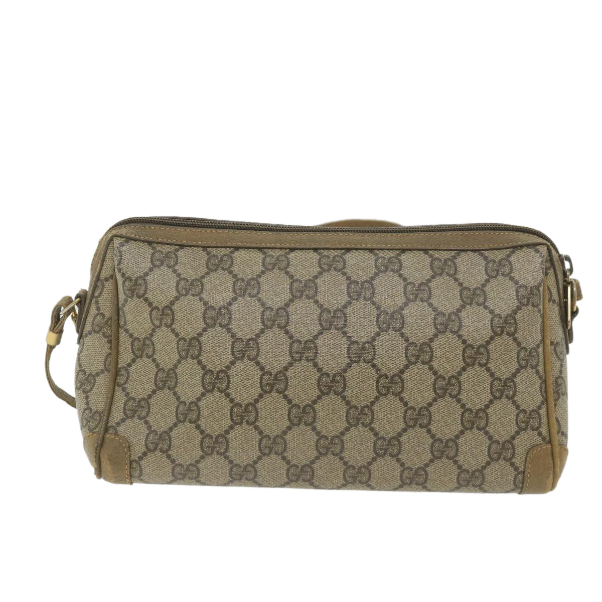 GUCCI GG Supreme Shoulder Bag PVC Leather Beige Auth ti1354