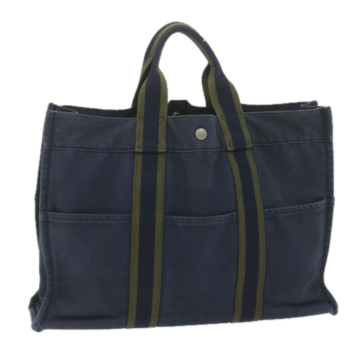 HERMES Fourre Tout MM Tote Bag Canvas Navy Auth ti1372
