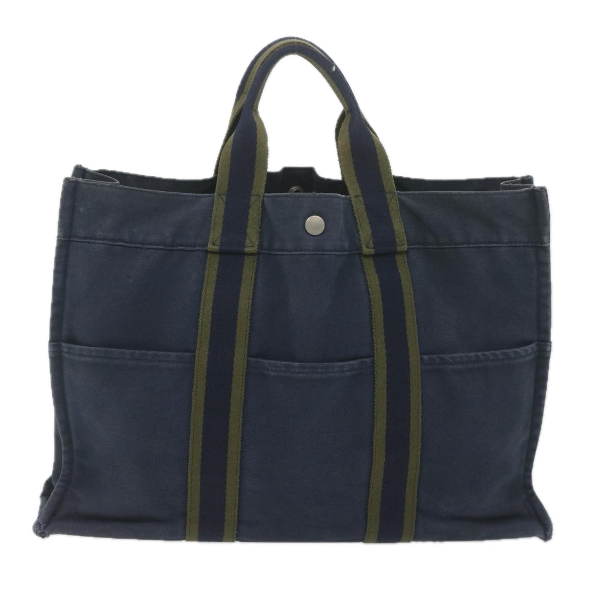 HERMES Fourre Tout MM Tote Bag Canvas Navy Auth ti1372