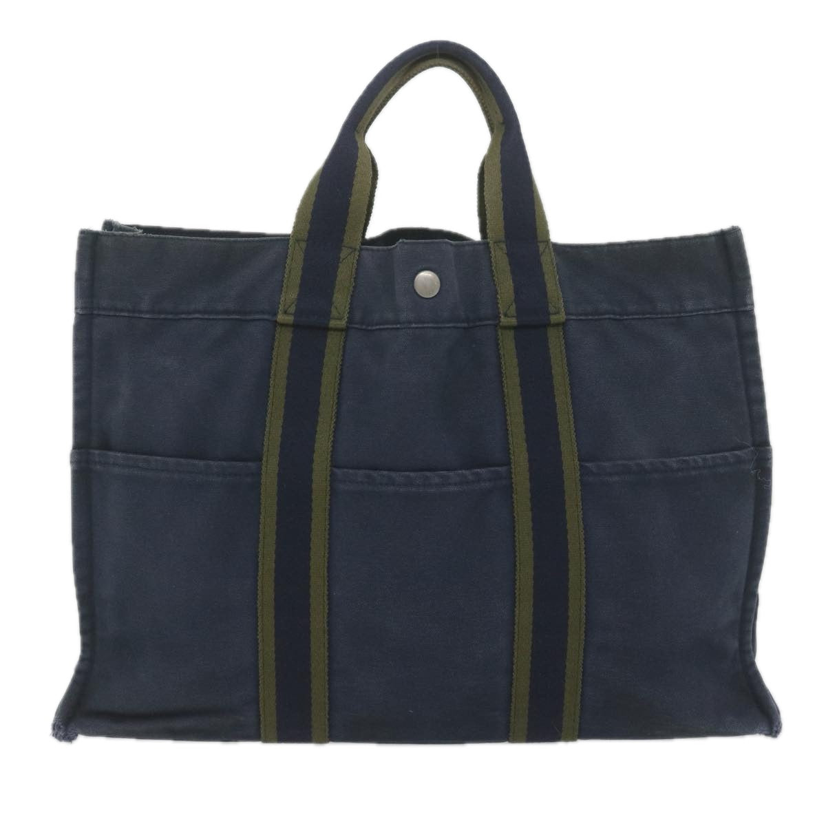 HERMES Fourre Tout MM Tote Bag Canvas Navy Auth ti1372 - 0