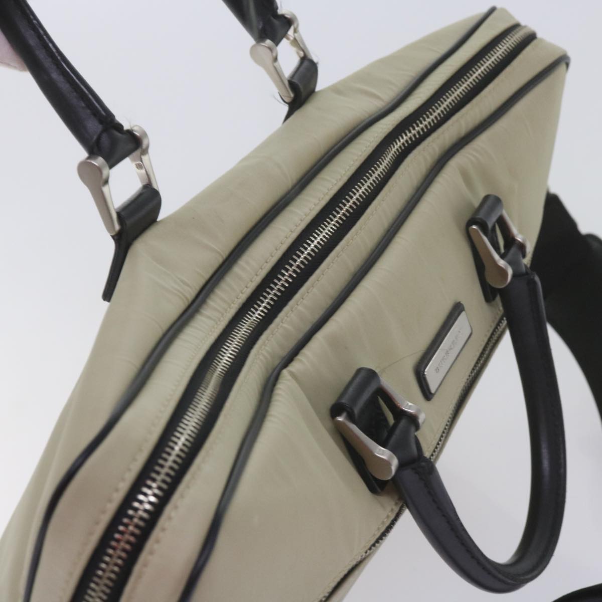 BURBERRY Hand Bag Nylon 2way Beige Auth ti1373