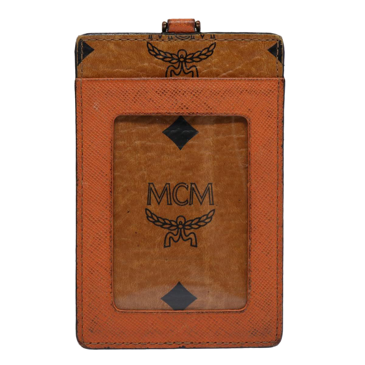 MCM Vicetos Logogram Pass Case PVC Leather Brown Auth ti1391 - 0