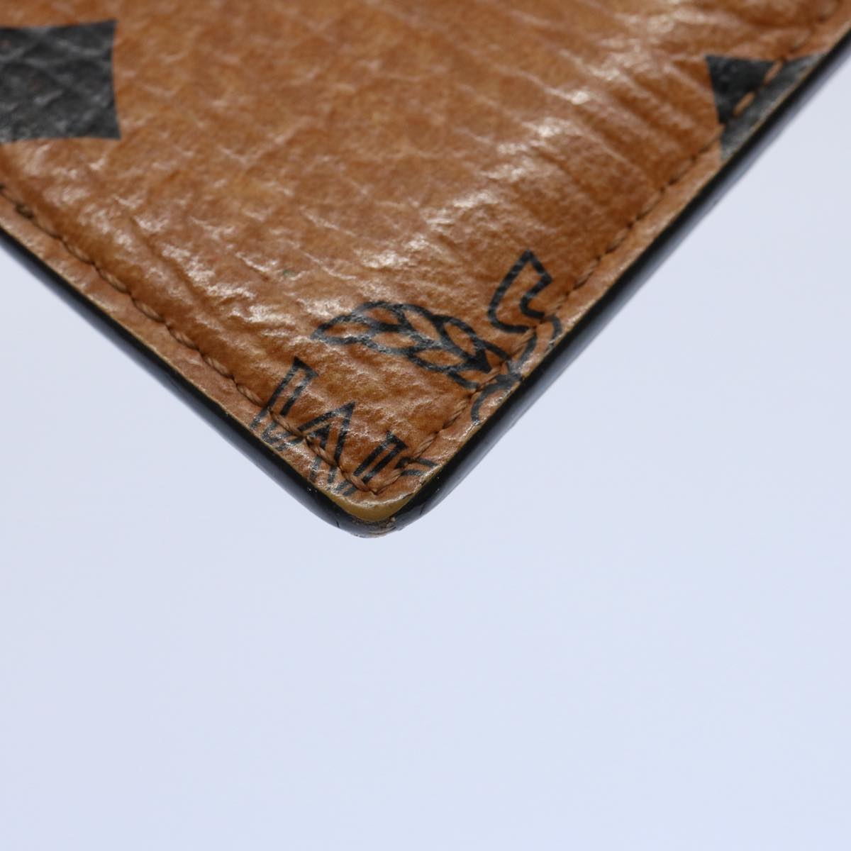 MCM Vicetos Logogram Pass Case PVC Leather Brown Auth ti1391