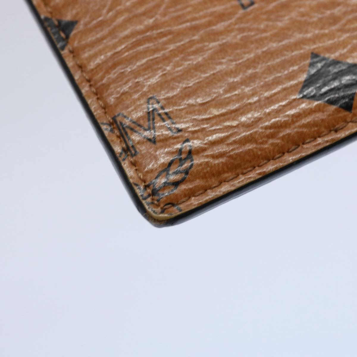 MCM Vicetos Logogram Pass Case PVC Leather Brown Auth ti1391