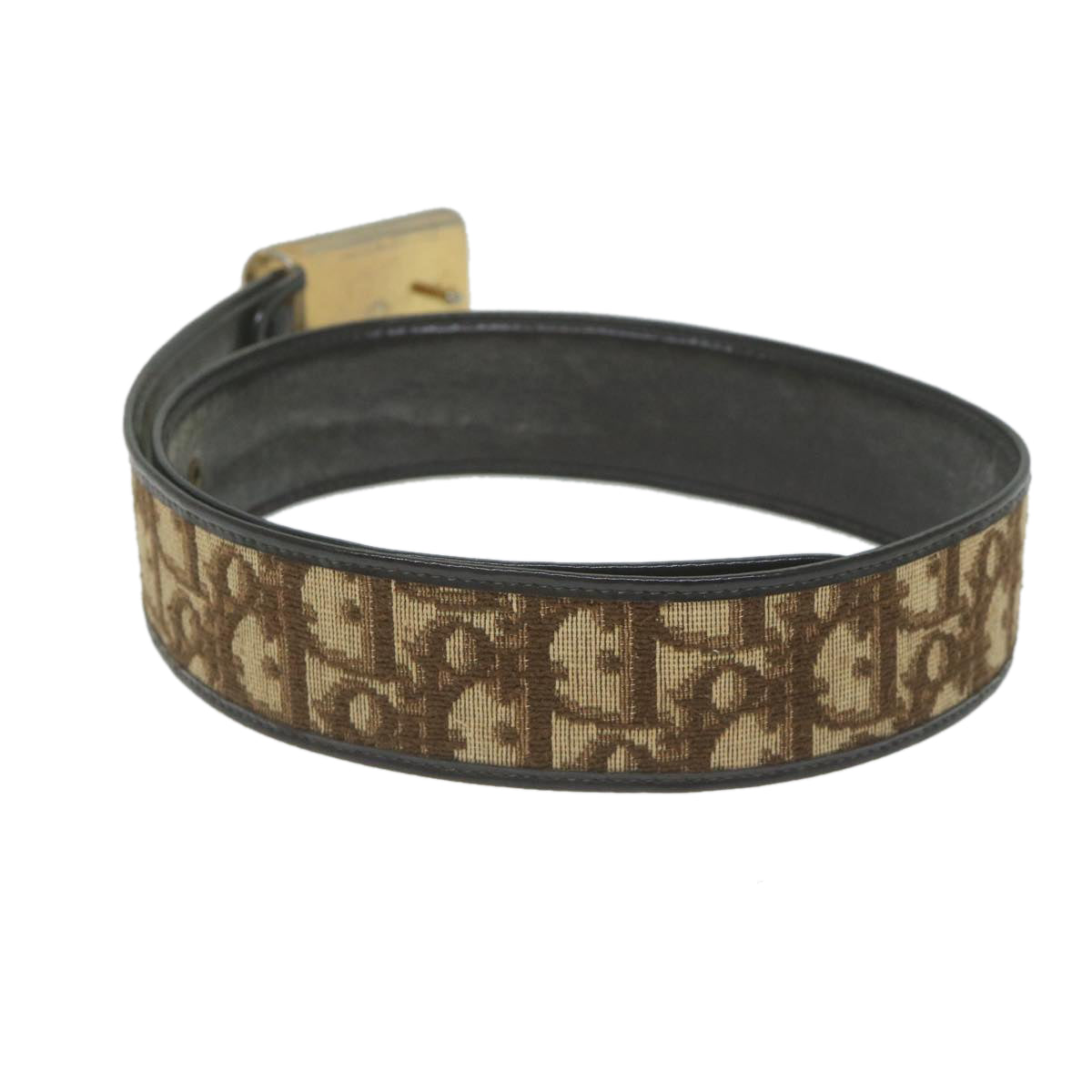 Christian Dior Trotter Canvas Belt 24.8""-28.7"" Brown Auth ti1395