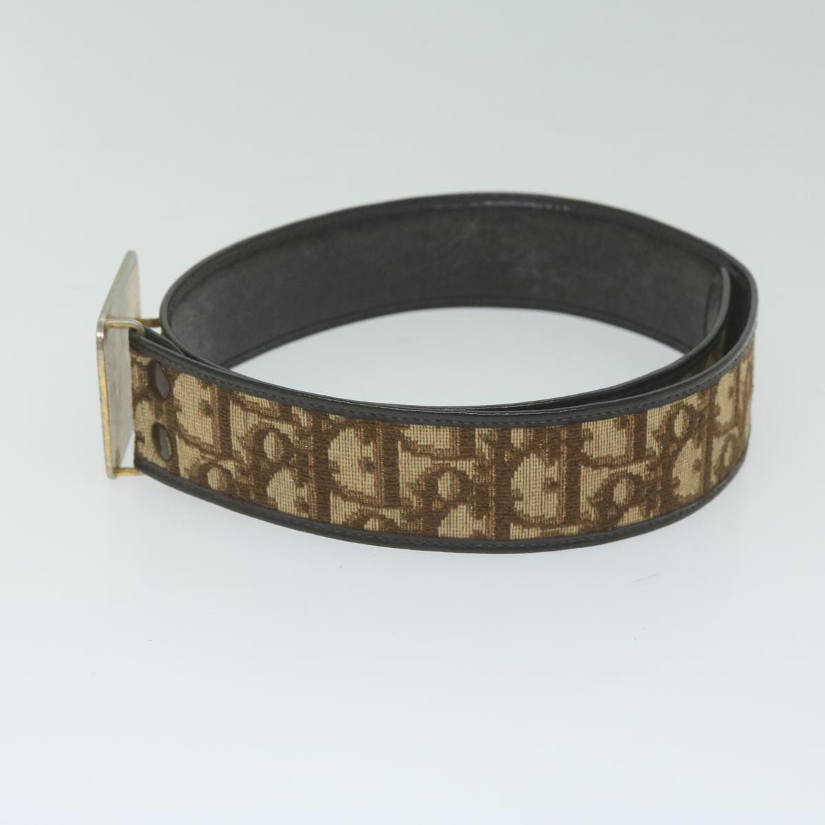 Christian Dior Trotter Canvas Belt 24.8""-28.7"" Brown Auth ti1395