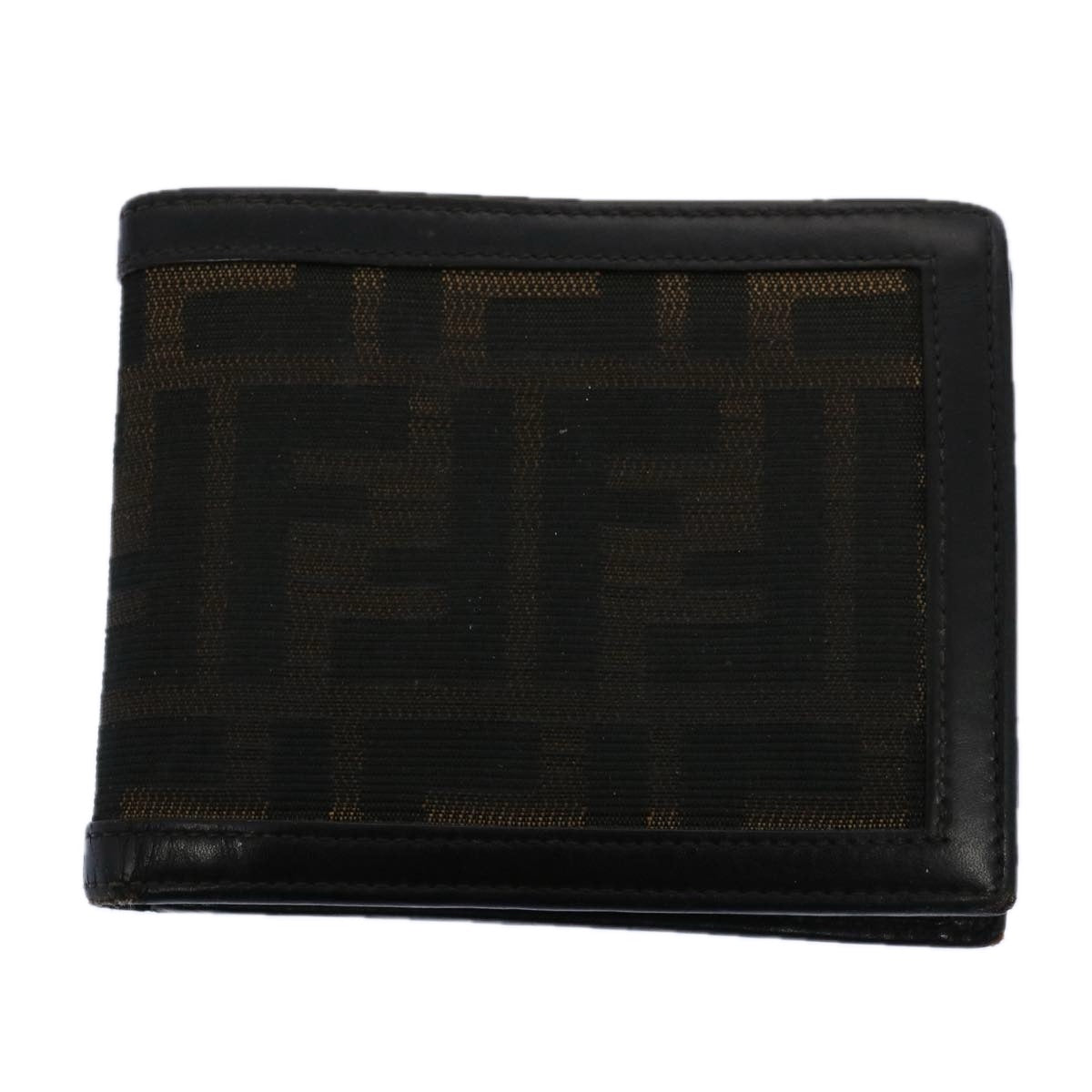 FENDI Zucchino Canvas Zucca Canvas Wallet 2Set Black Brown Auth ti1399 - 0