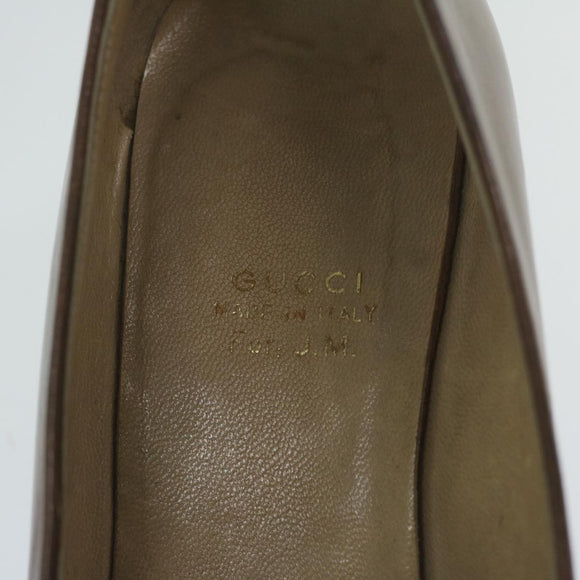 GUCCI Web Sherry Line High Heels Leather 36B Brown Auth ti1401