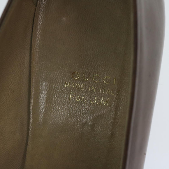 GUCCI Web Sherry Line High Heels Leather 36B Brown Auth ti1401